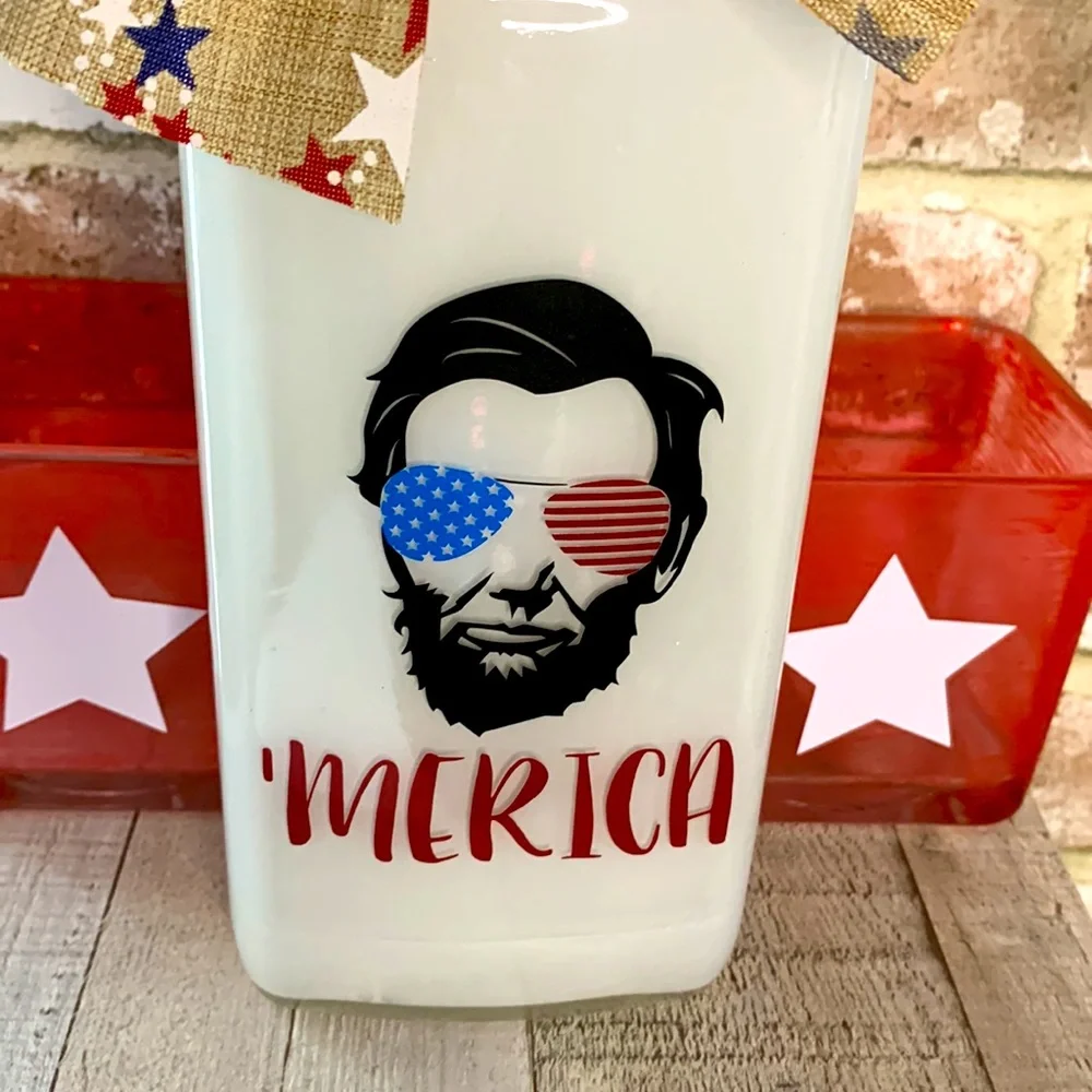 Handcrafted ‘Merica Abe Lincoln, spirit bottle lantern